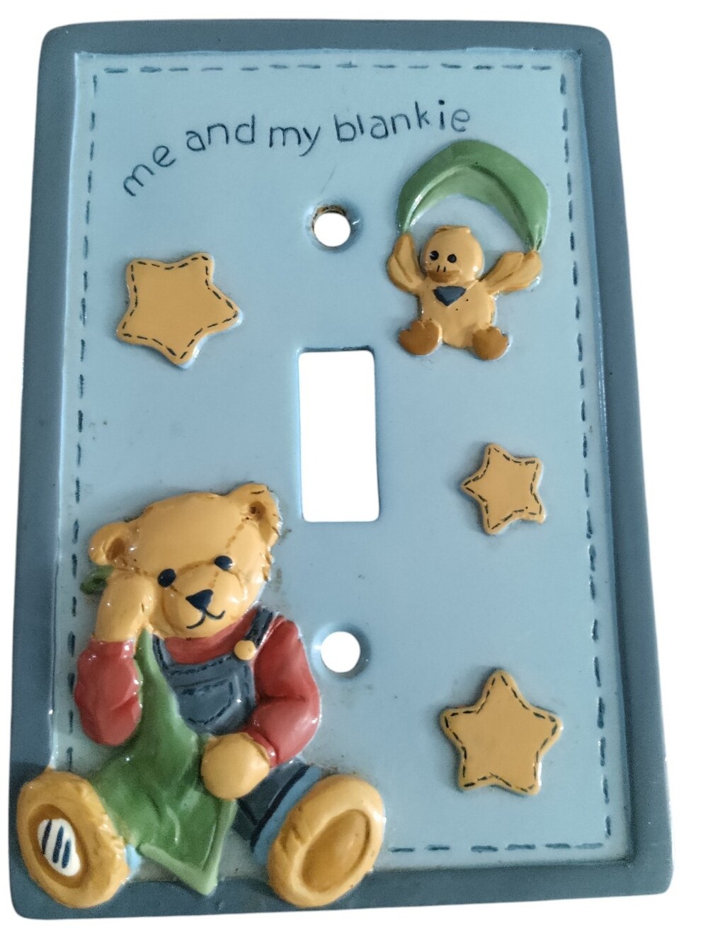 Y2K Blue Jean Teddy 3D Switch Plate Cover Light Switch Resin Colorful